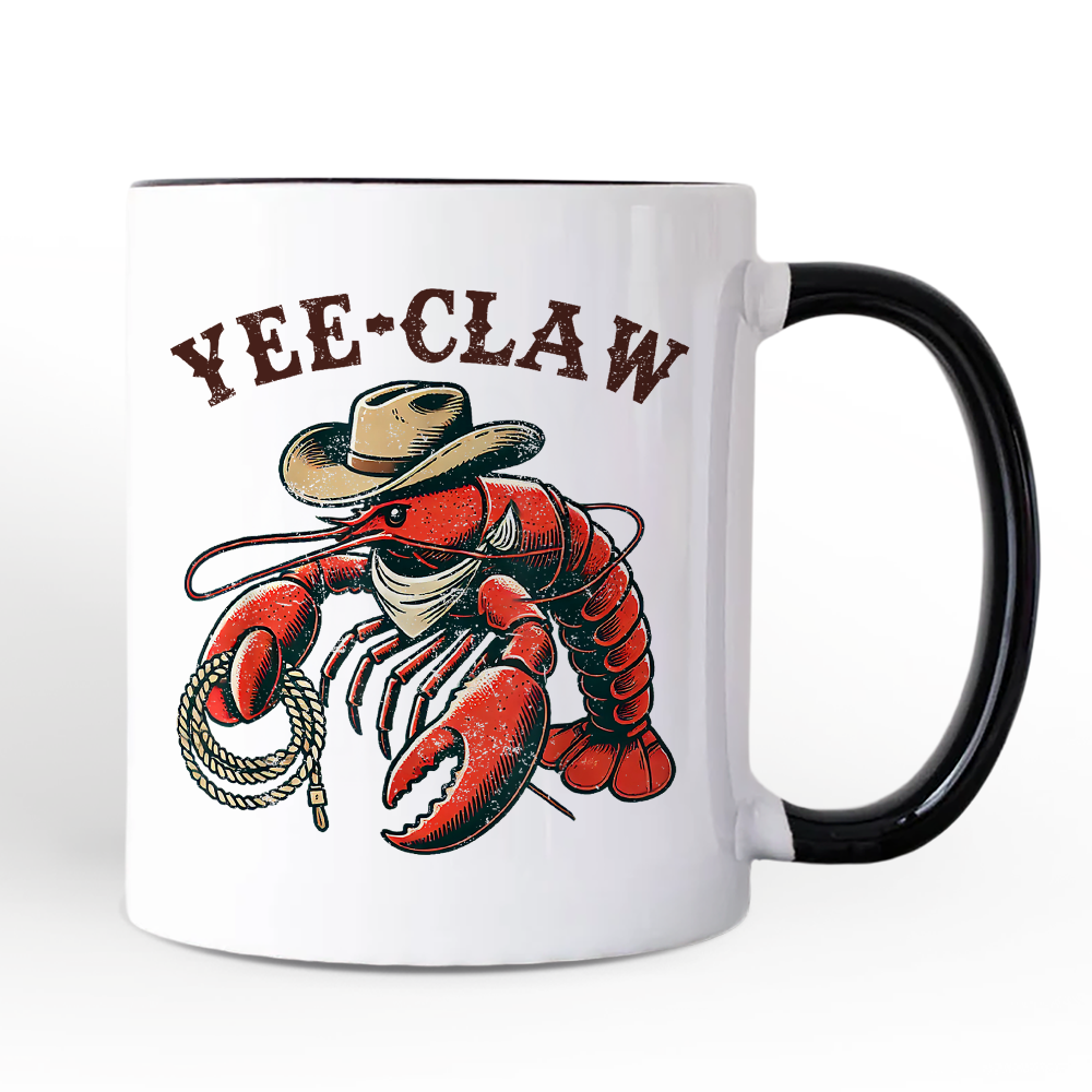 Yee Claw Lobster Western Mug, Funny Cowboy Animal Gift