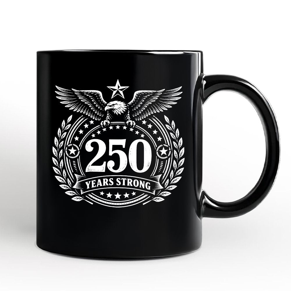 America 250 Years Strong Eagle Personalized Mug, 4th of July USA Patriotic 1776–2026 Gift with Custom Name