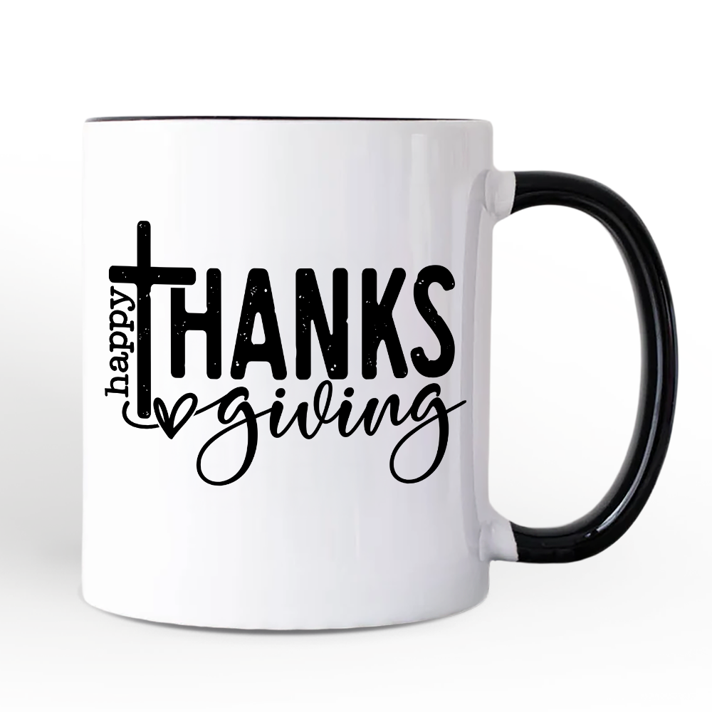 Happy Thanksgiving Mug, Christian Religious Fall Gift