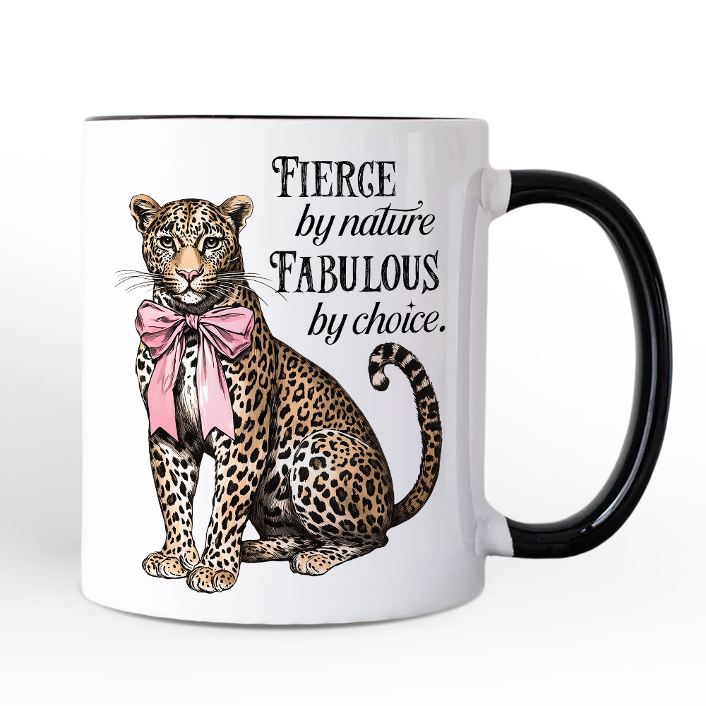 Leopard With Coquette Bow Mug, Animal Trendy Preppy Gift