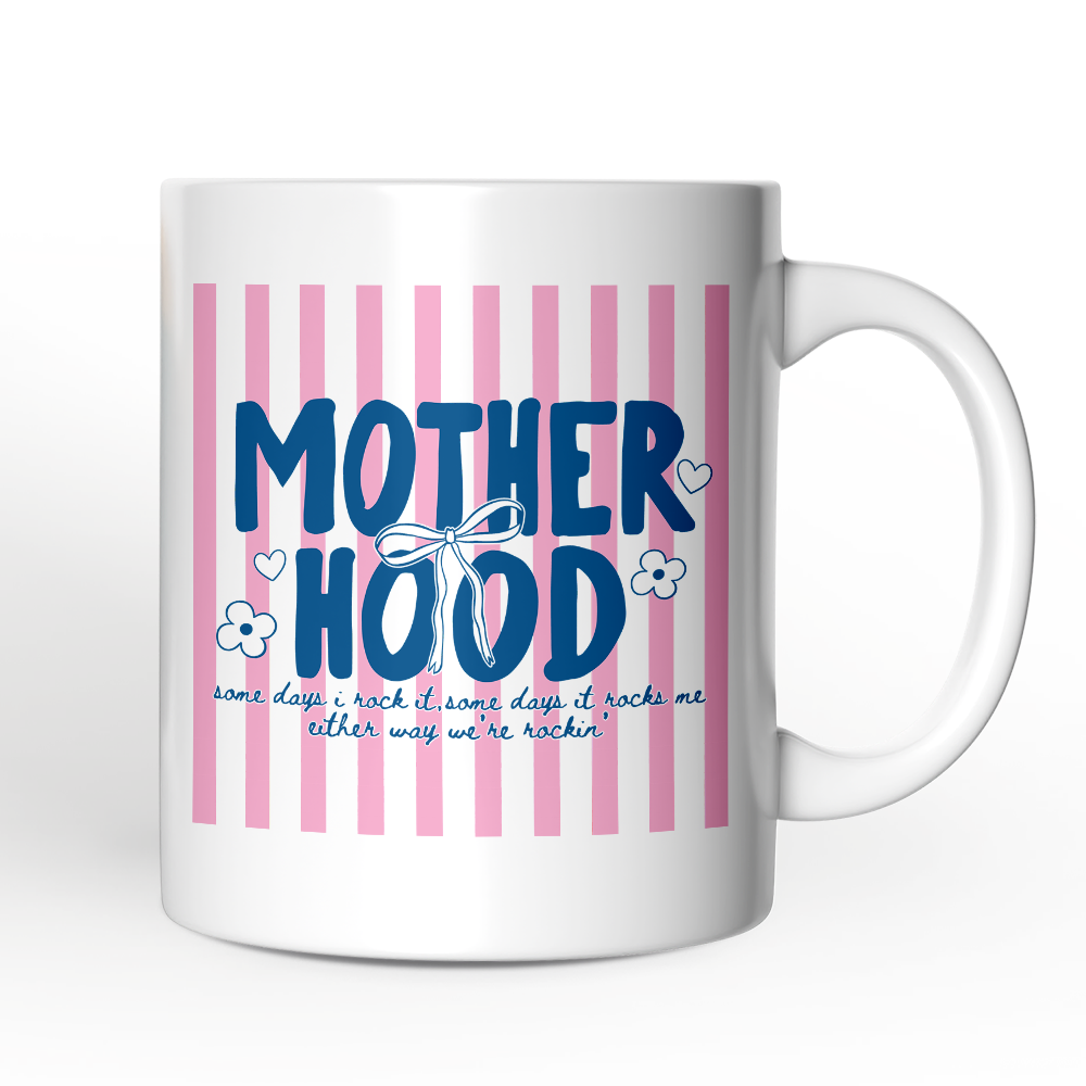 Motherhood Striped Mug, Rockin' Trendy Preppy Mom Gift