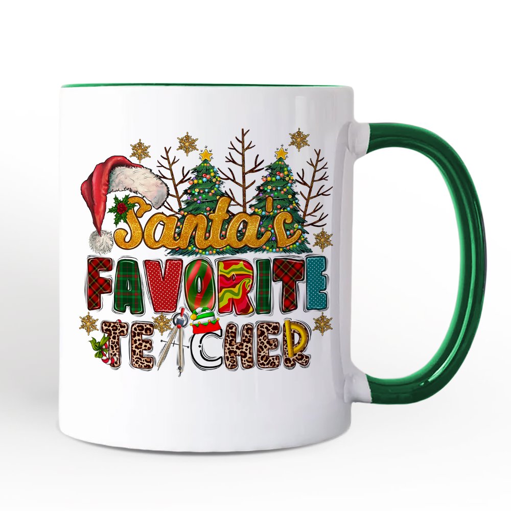 Santa’s Favorite Teacher Personalized Mug, Christmas Gift with Custom Name