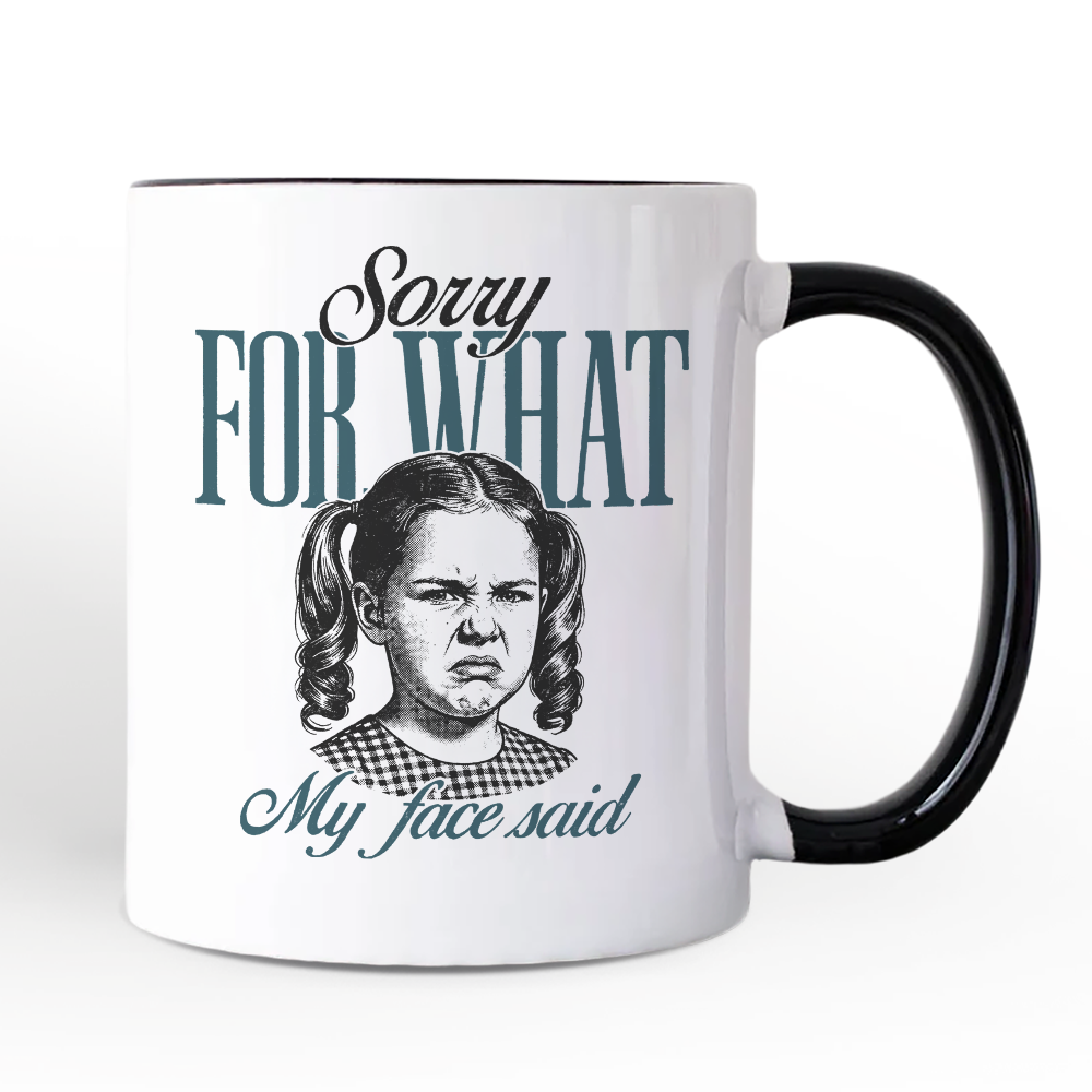Sorry For What My Face Said Personalized Mug, Sarcastic Vintage Gift with Custom Name