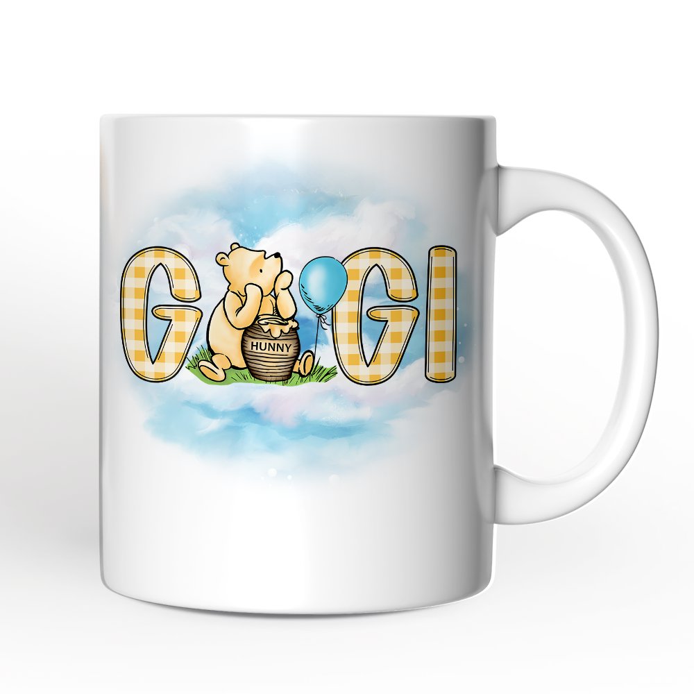 Gingham Gigi Winnie-the-Pooh Personalized Mug, 1926 A.A. Milne Grandma Family Gift with Custom Name