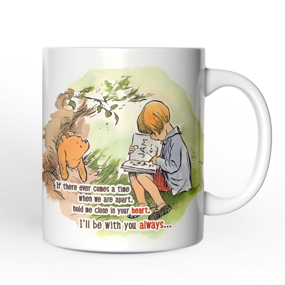 If We're Apart Keep Me in Your Heart Winnie-the-Pooh Personalized Mug, 1926 A.A. Milne Gift with Custom Name