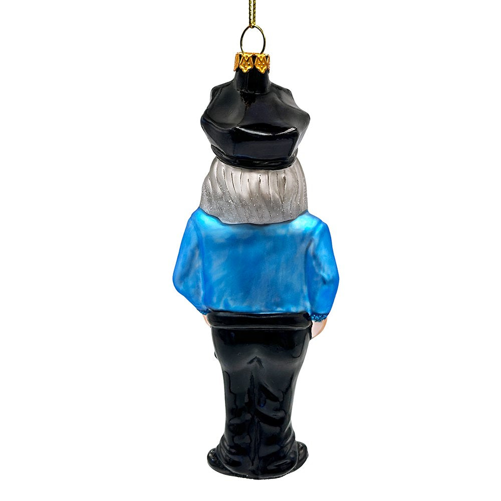 Santa the Police Officer Glass Christmas Ornament, Law Enforcement Cop Tree Decor