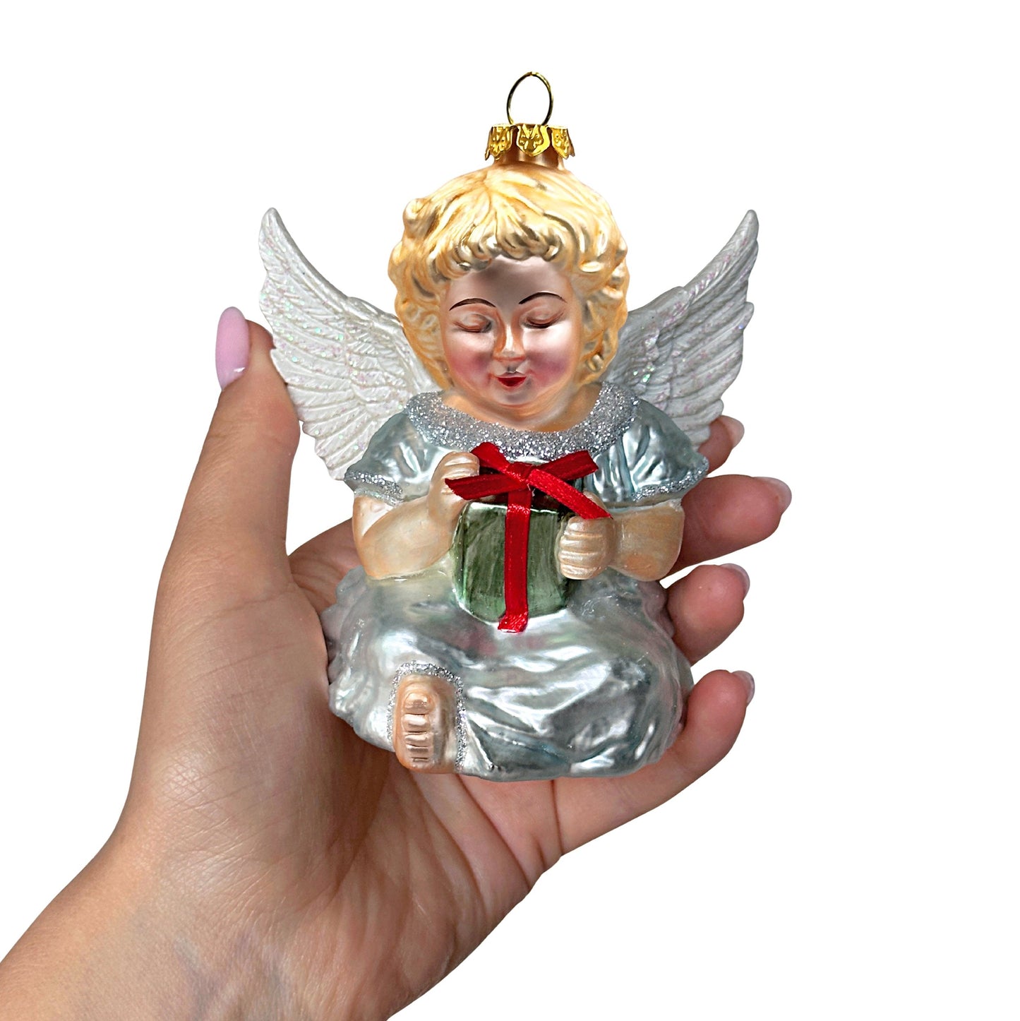 Vintage Angel Handpainted Classic Glass Christmas Ornament, Sentimental Faith Gift