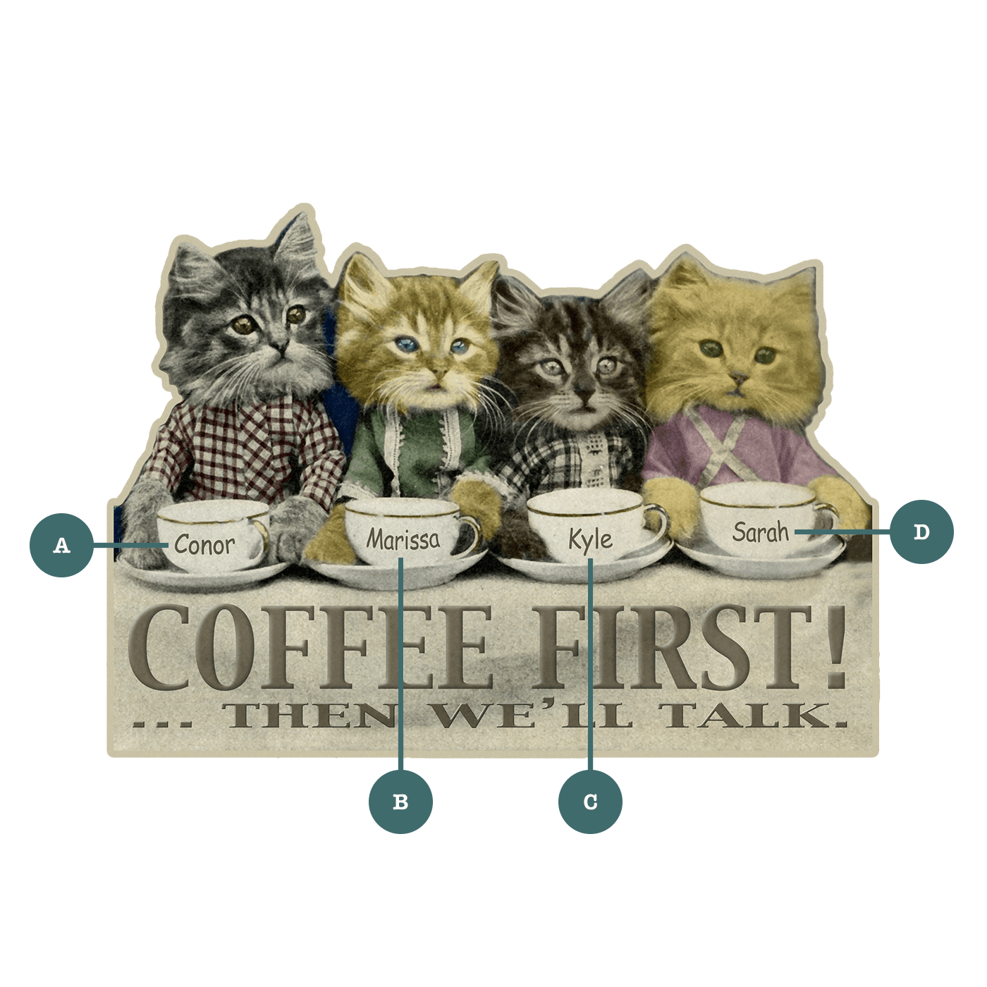 Coffee First Kittens - Wood Wall Decor