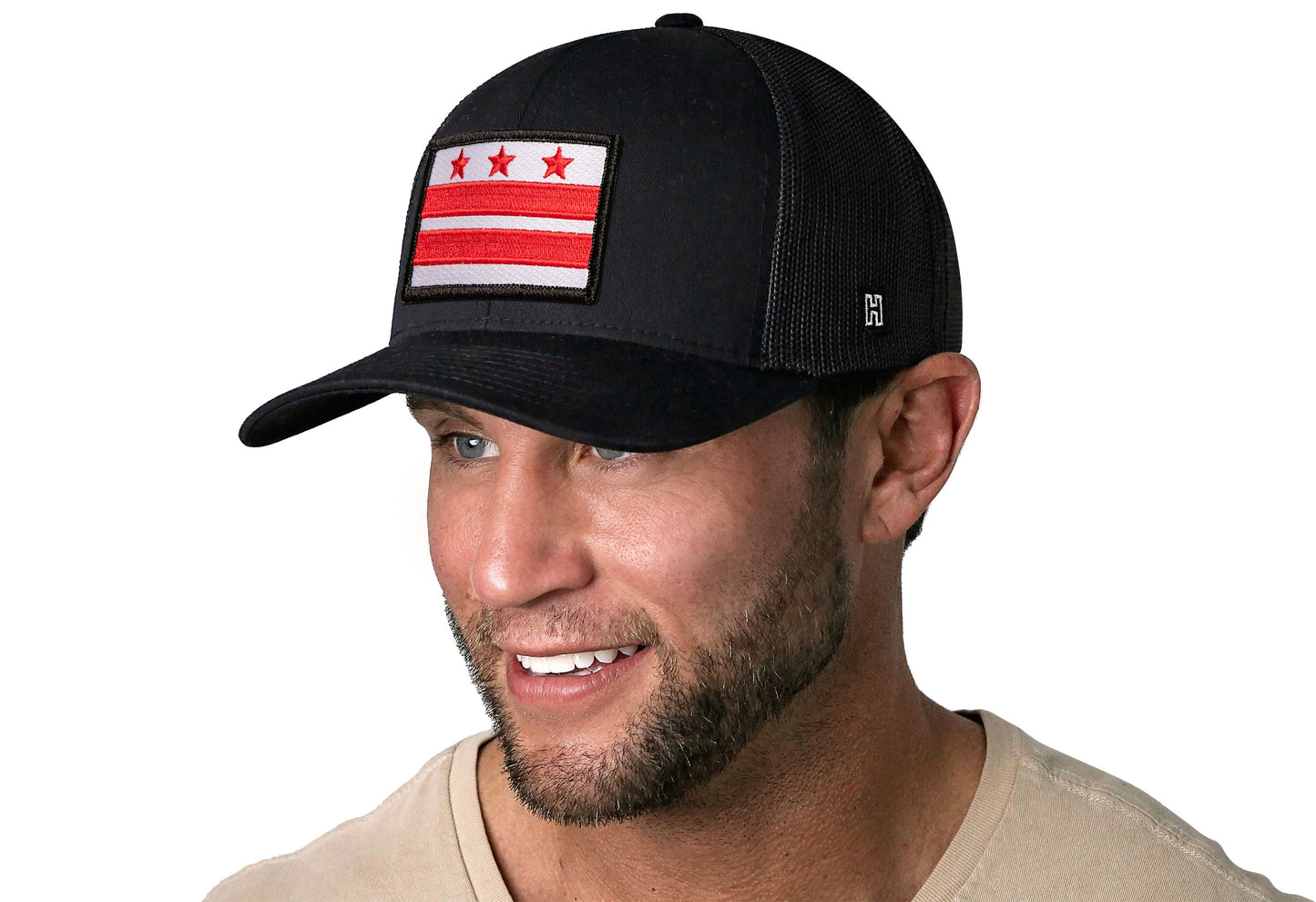 Washington DC Flag Trucker Hat  |  Black Snapback