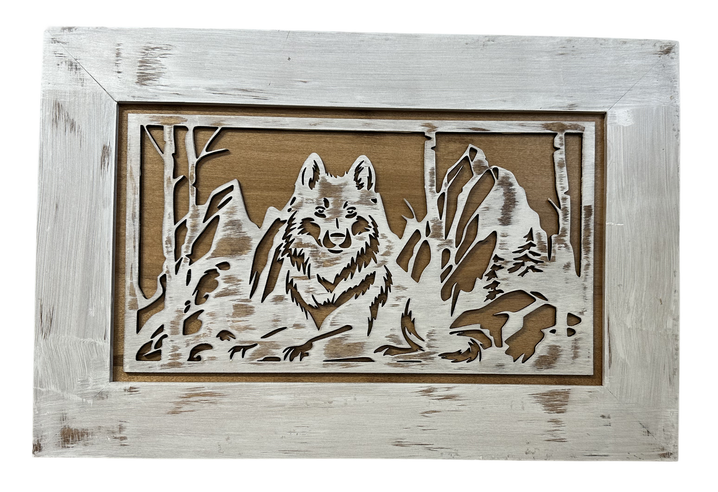 White Wolf Gun Concealment Furniture - Handcrafted Hidden Gun Storage Wall Decor - Hidden Gun Shelf with Magnetic Lock for Quick Access