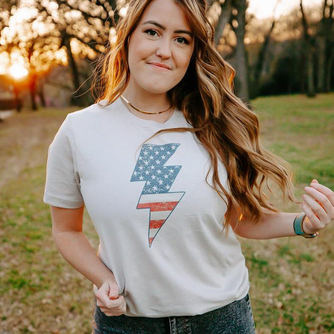 Lightning Bolt American Flag Tee Shirt