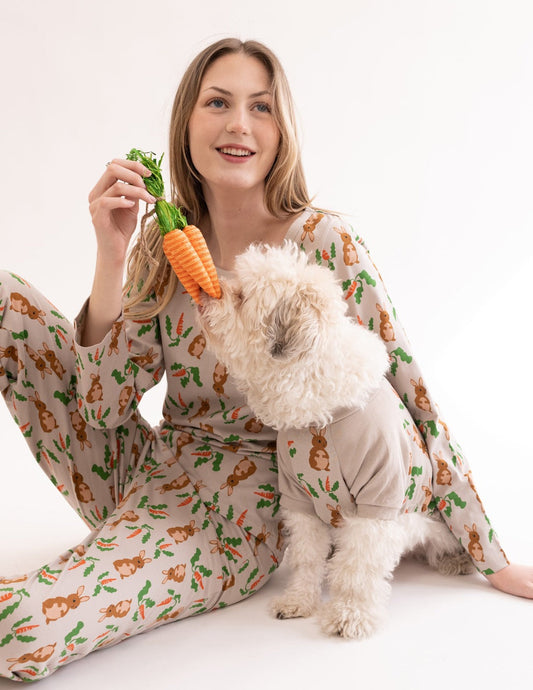 Women's Loose Fit Beige Rabbit Pajamas