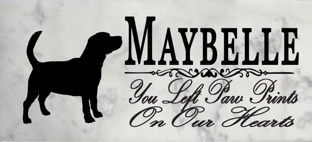 Beagle Memorial Marble Stone Plaque Personalized Dog Grave Marker Outdoor or Indoor