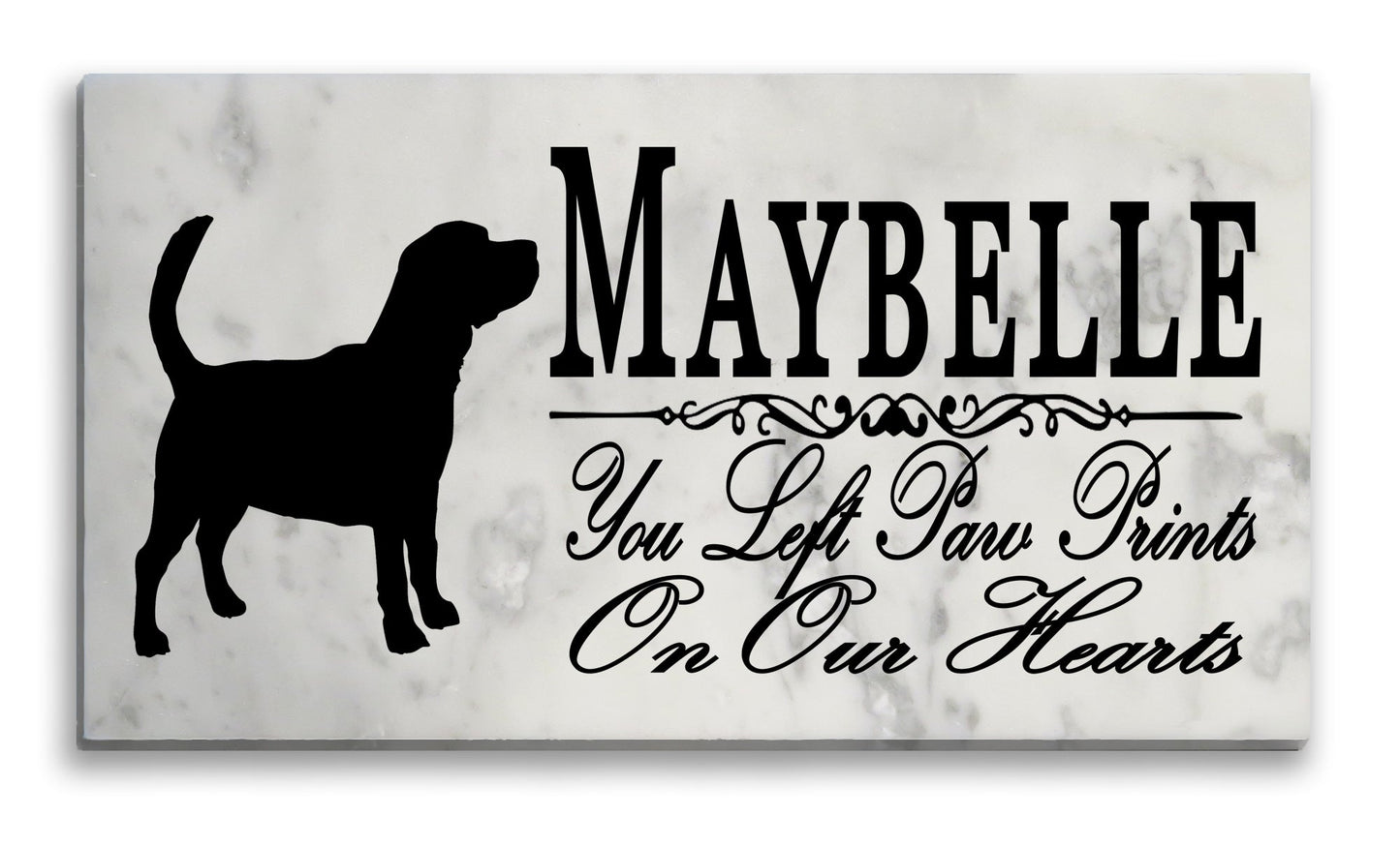 Beagle Memorial Marble Stone Plaque Personalized Dog Grave Marker Outdoor or Indoor