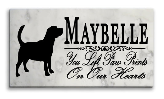 Beagle Memorial Marble Stone Plaque Personalized Dog Grave Marker Outdoor or Indoor
