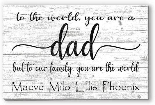 Personalized Dad Gift – Custom Wooden Sign with Kids’ Names | You Are the World