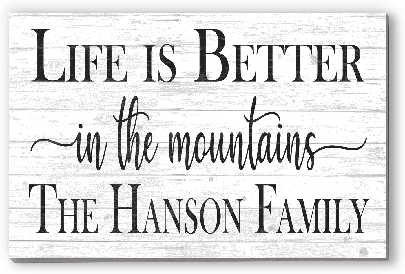 Custom Mountain House Sign – “Life Is Better in the Mountains” | Personalized Family Name Cabin Wall Art