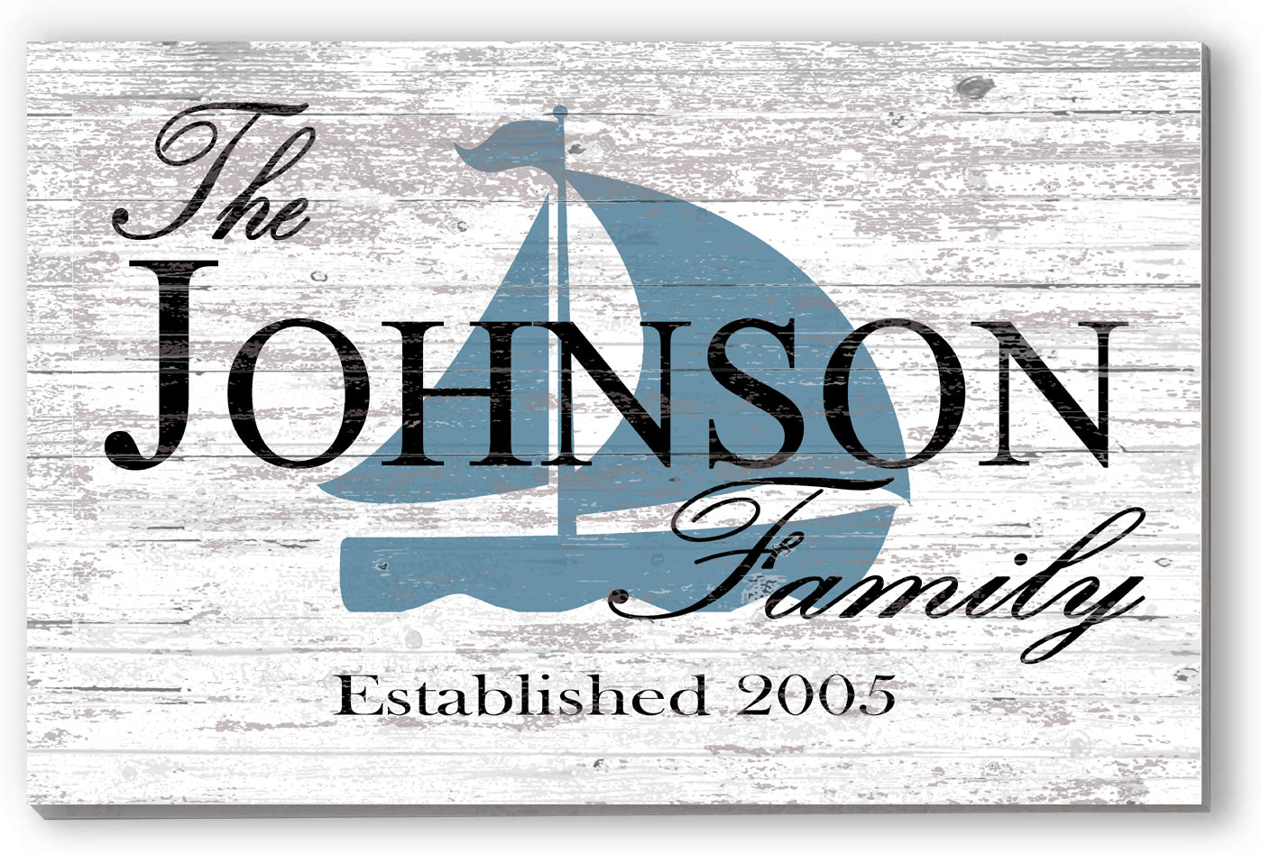 Custom Lake or Beach House Sign – Personalized Sailboat Design with Family Name & Established Year | Nautical Coastal Wall Art