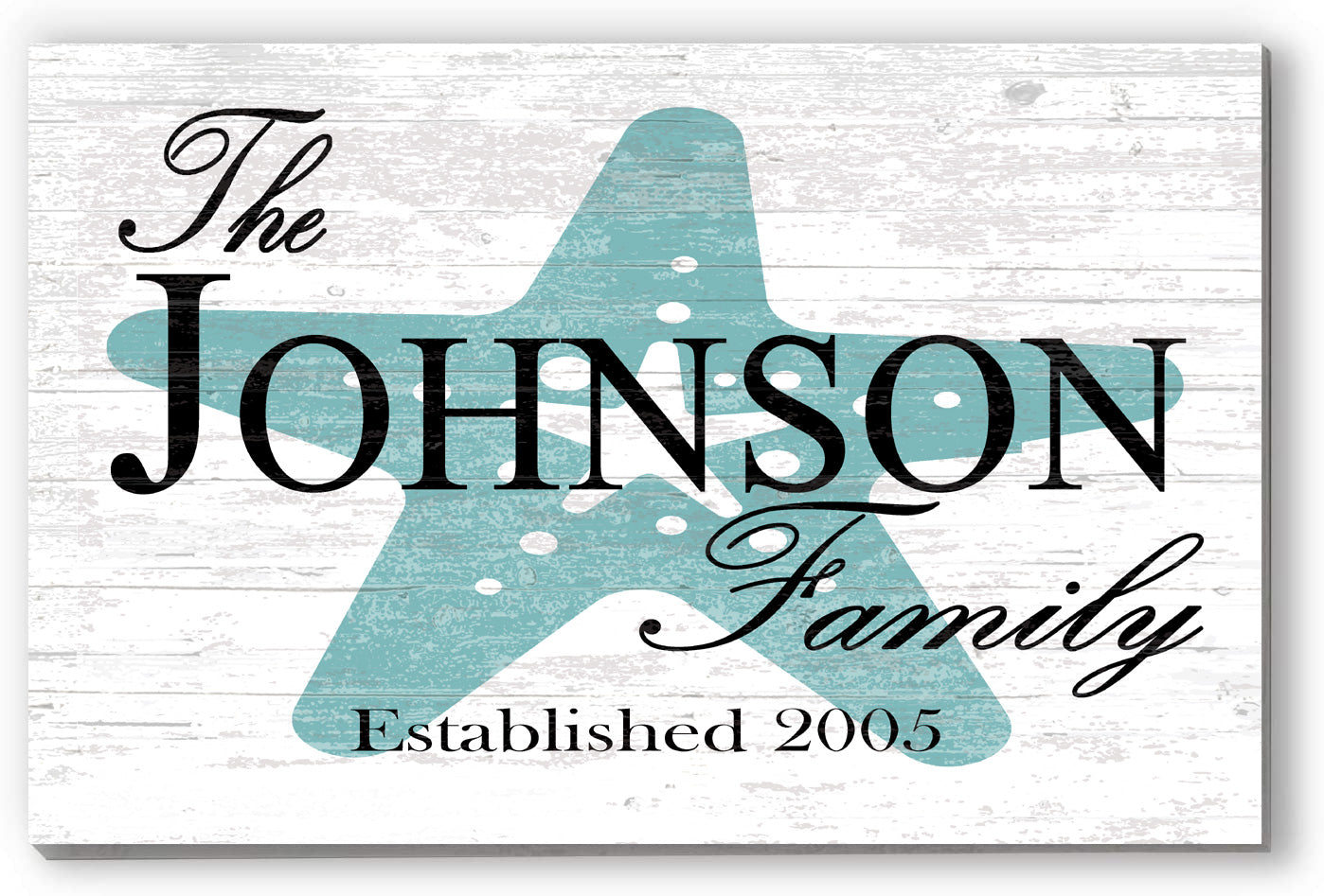 Custom Beach House Sign with Name & Established Date Starfish Design
