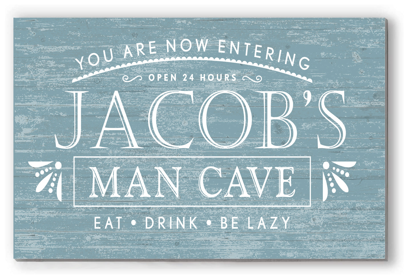 Personalized Man Cave Sign – “Eat. Drink. Be Lazy.” Custom Name Wall Art | Gift for Him