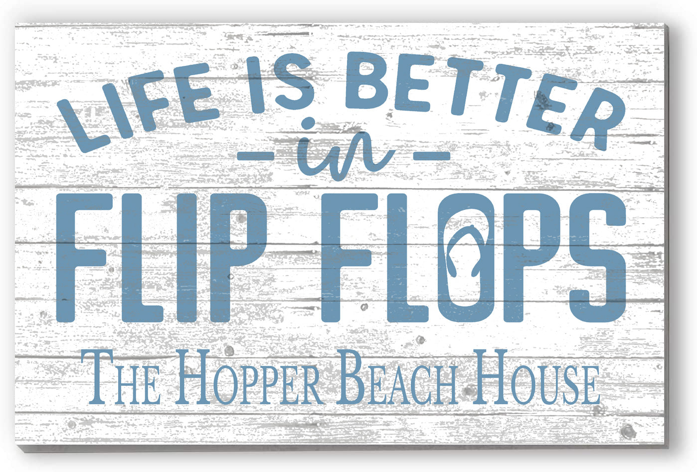 Custom Beach House Sign – “Life Is Better in Flip Flops” | Personalized Family Name Coastal Wall Art