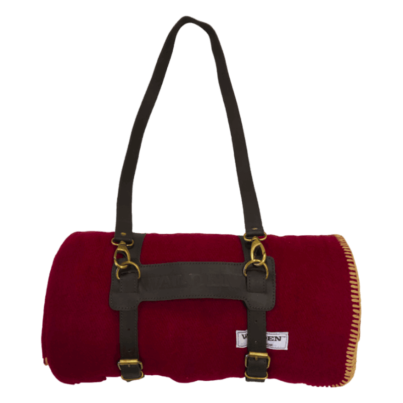Fireside Wool Blanket with Leather Carrying Strap