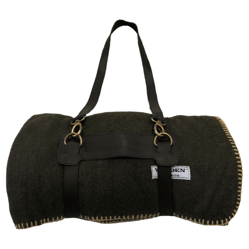 Fireside Wool Blanket with Leather Carrying Strap