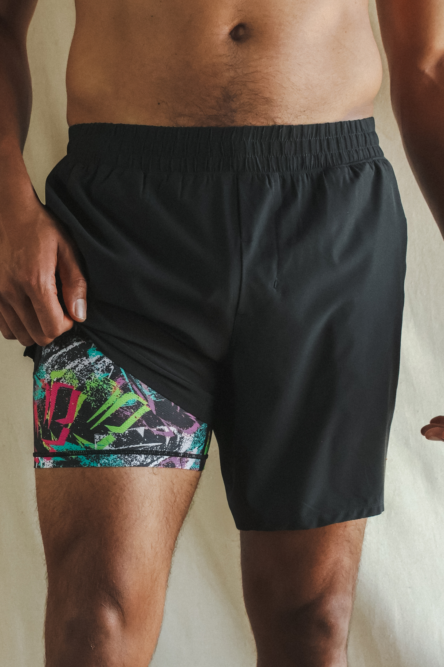The Warm Up | Black and Neon Ball Hammock® 7 Inch Athletic Shorts