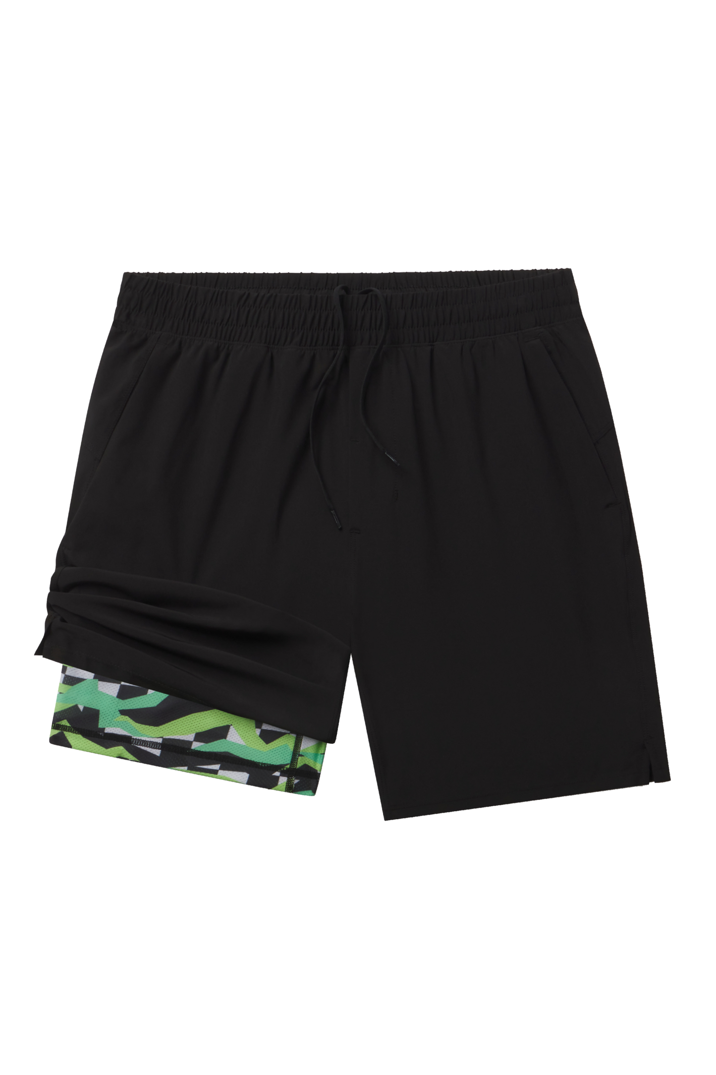 The Water Break | Black and Green Neon Ball Hammock® 7 Inch Athletic Shorts