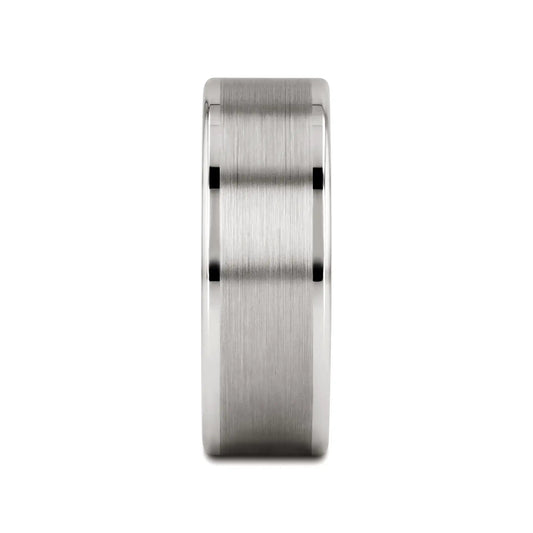 WAYNE Flat White Tungsten Wedding Band with Brushed Finished Center - 4mm - 8mm