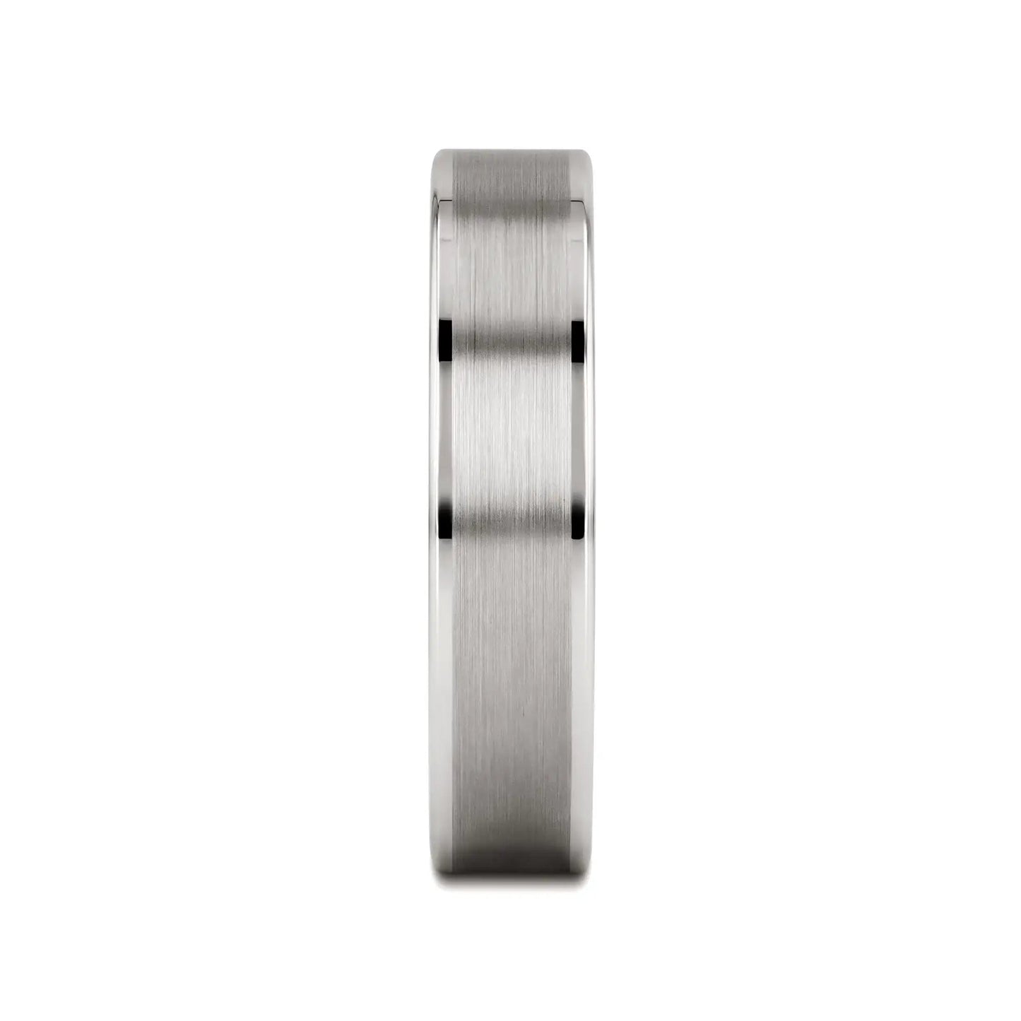 WAYNE Flat White Tungsten Wedding Band with Brushed Finished Center - 4mm - 8mm