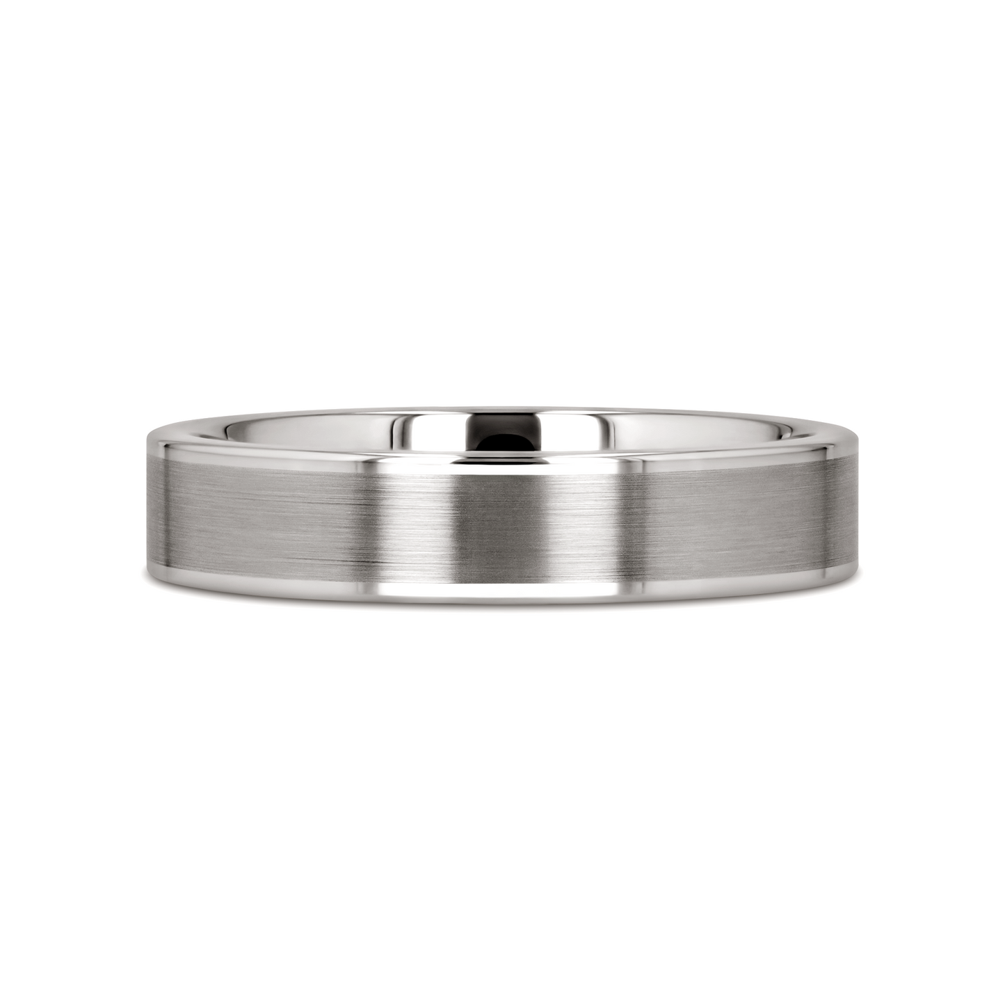 WAYNE Flat White Tungsten Wedding Band with Brushed Finished Center - 4mm - 8mm