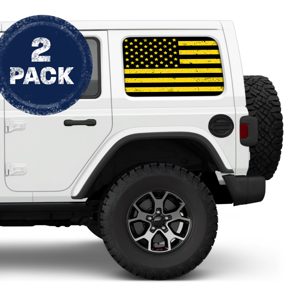 Distressed Black & Yellow Side Windows Printed Vinyl Decal