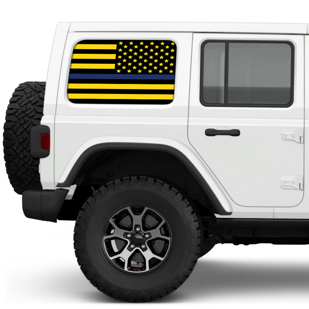 Black & Yellow Thin Blue Line Side Windows Printed Vinyl Decal