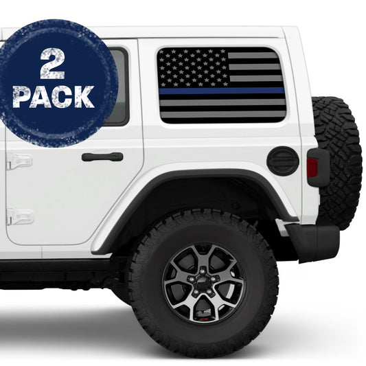 Blackout Thin Blue Line Side Windows Printed Vinyl Decal