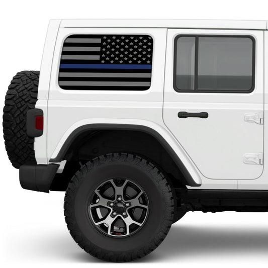 Blackout Thin Blue Line Side Windows Printed Vinyl Decal