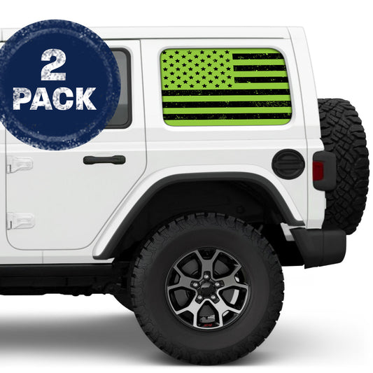 Distressed Lime Green Side Windows Printed Vinyl Decal