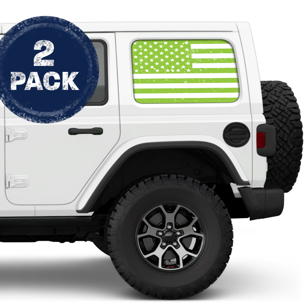 Distressed White & Green Side Windows Printed Vinyl Decal