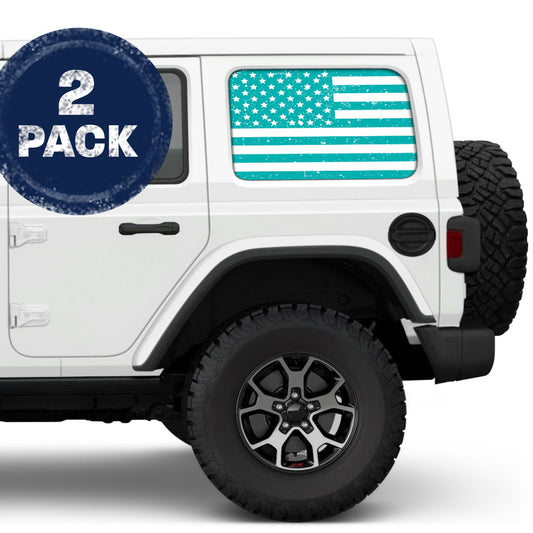 Distressed White & Light Blue Side Windows Printed Vinyl Decal