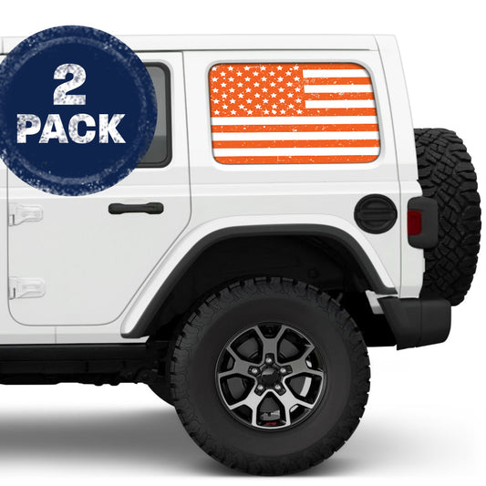 Distressed White & Orange Side Windows Printed Vinyl Decal