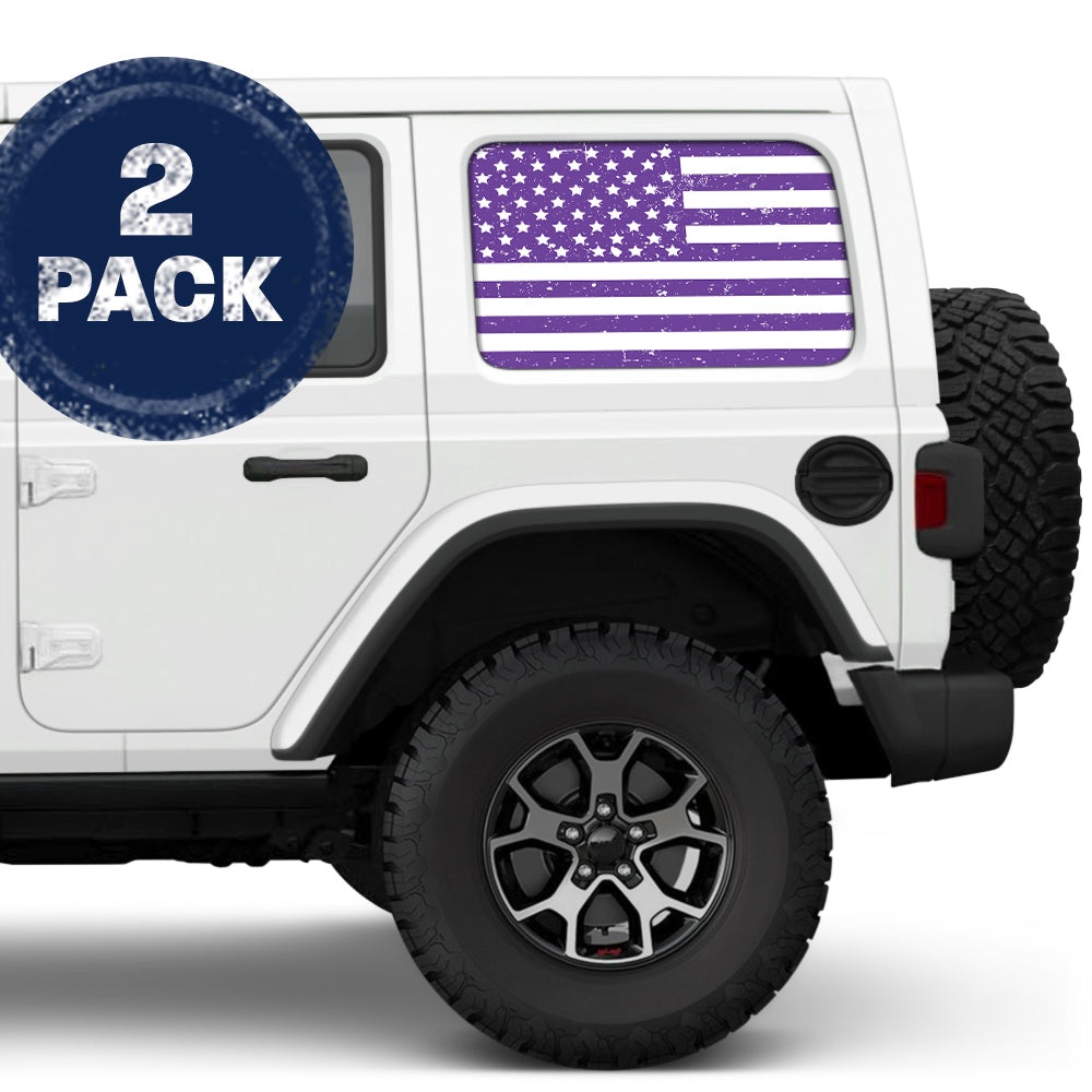 Distressed White & Purple Side Windows Printed Vinyl Decal