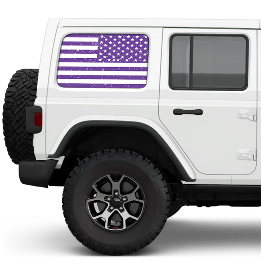 Distressed White & Purple Side Windows Printed Vinyl Decal