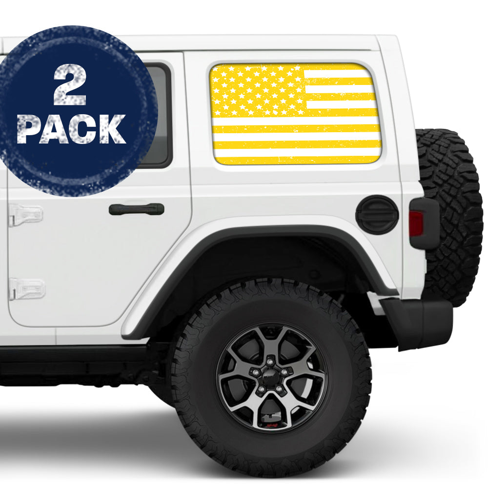 Distressed White & Yellow Side Windows Printed Vinyl Decal