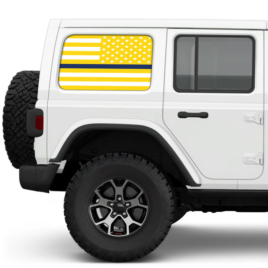 White & Yellow Thin Blue Line Side Windows Printed Vinyl Decal