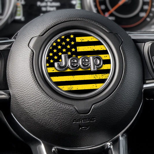 Distressed Black & Yellow Steering Wheel Decal