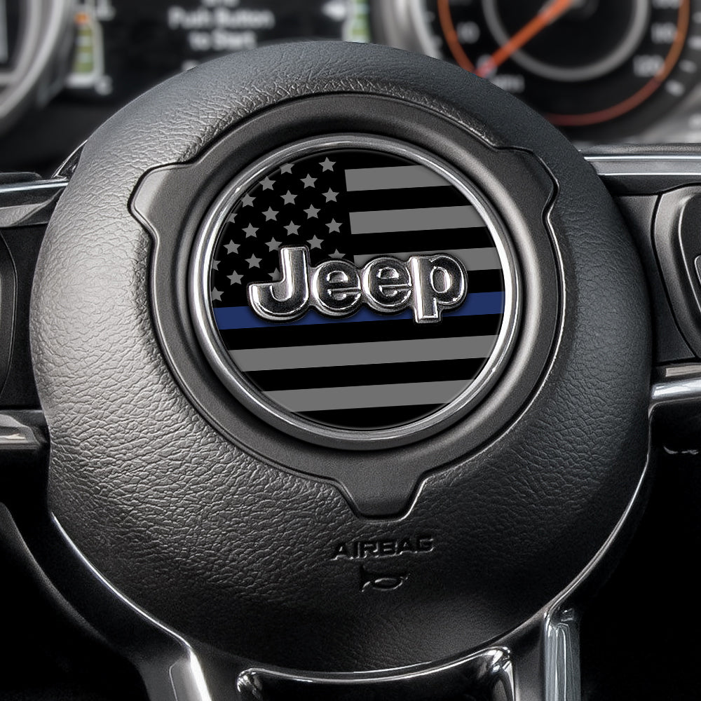 Blackout Thin Blue Line Steering Wheel Decal