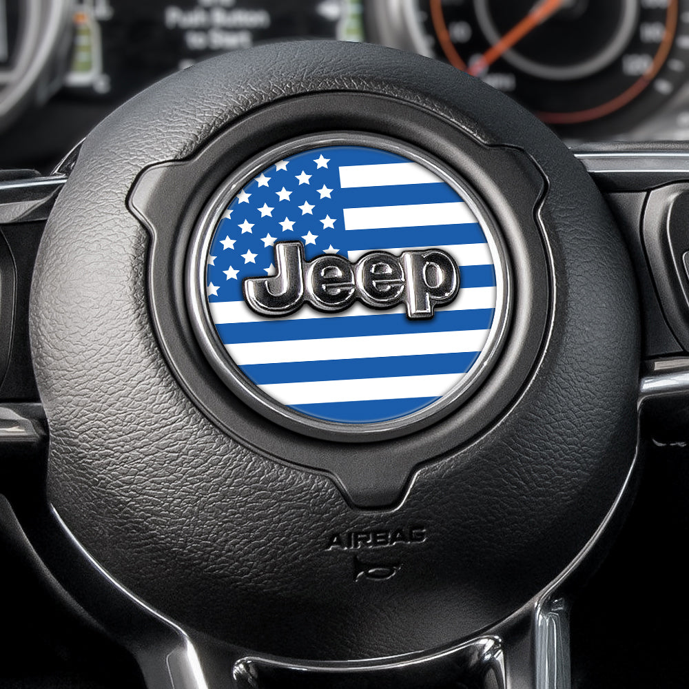 White & Blue Steering Wheel Decal