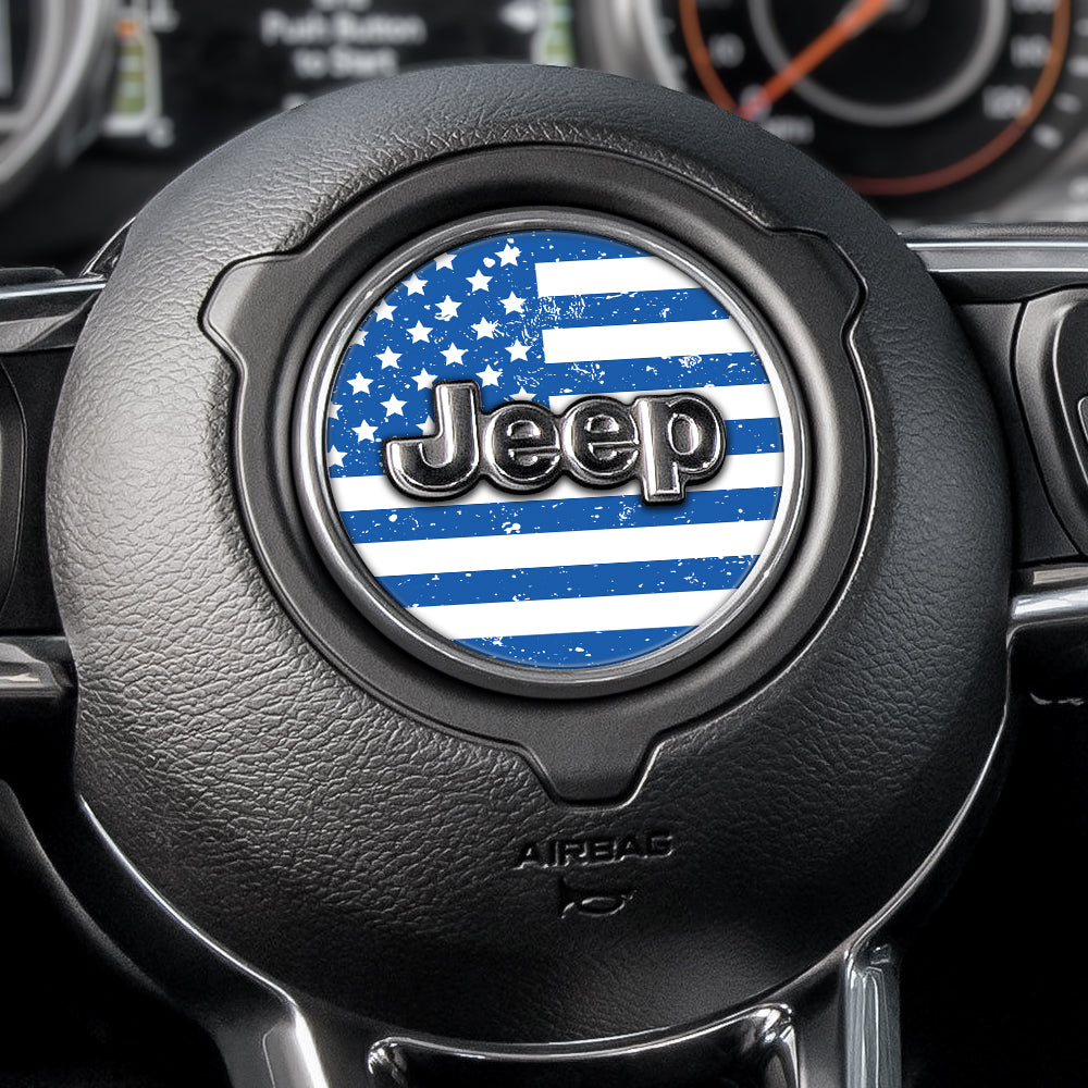 Distressed White & Blue Steering Wheel Decal