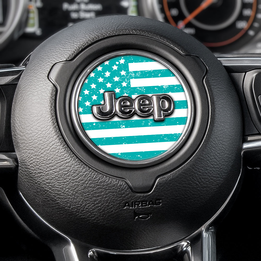 Distressed White & Light Blue Steering Wheel Decal