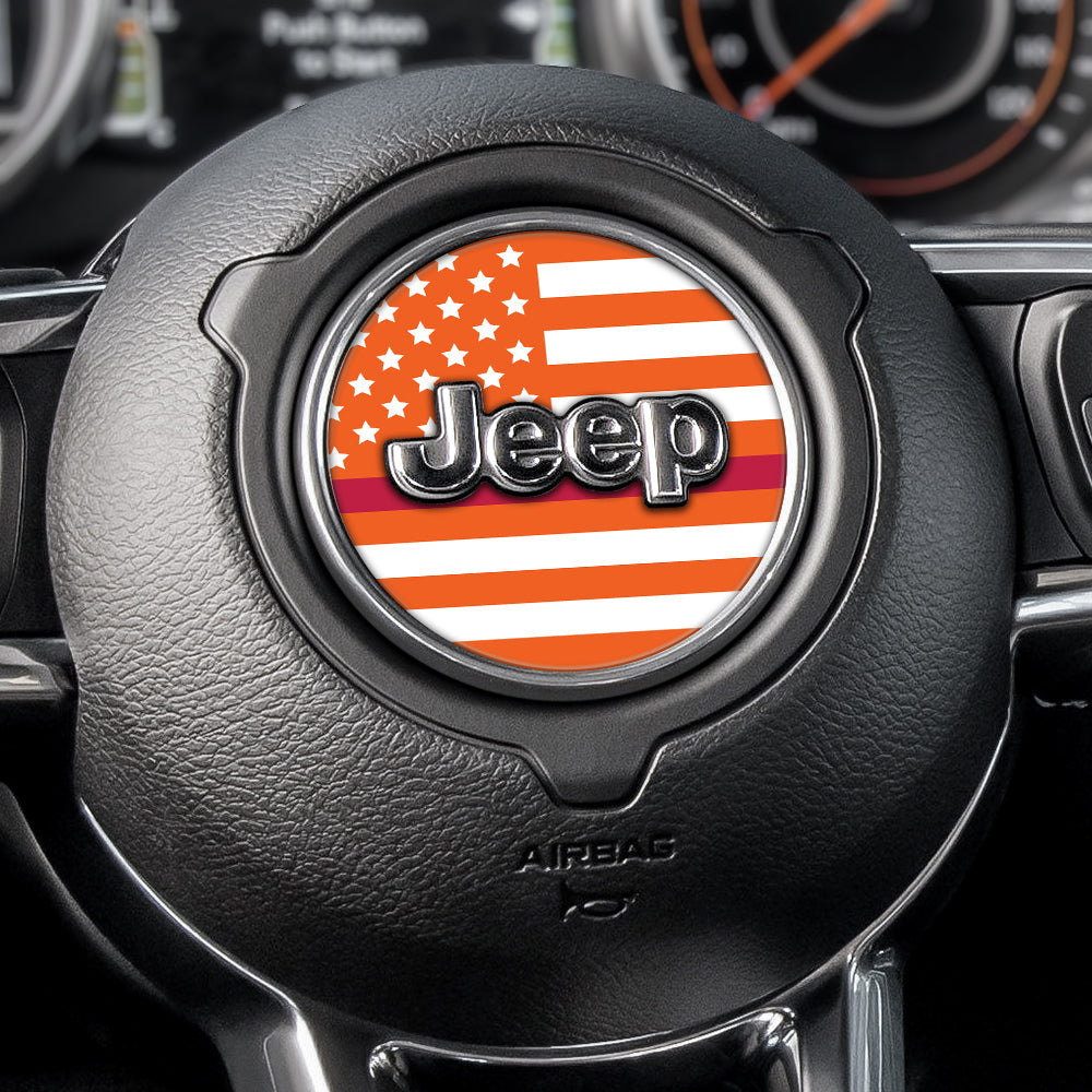 White & Orange Thin Red Line Steering Wheel Decal